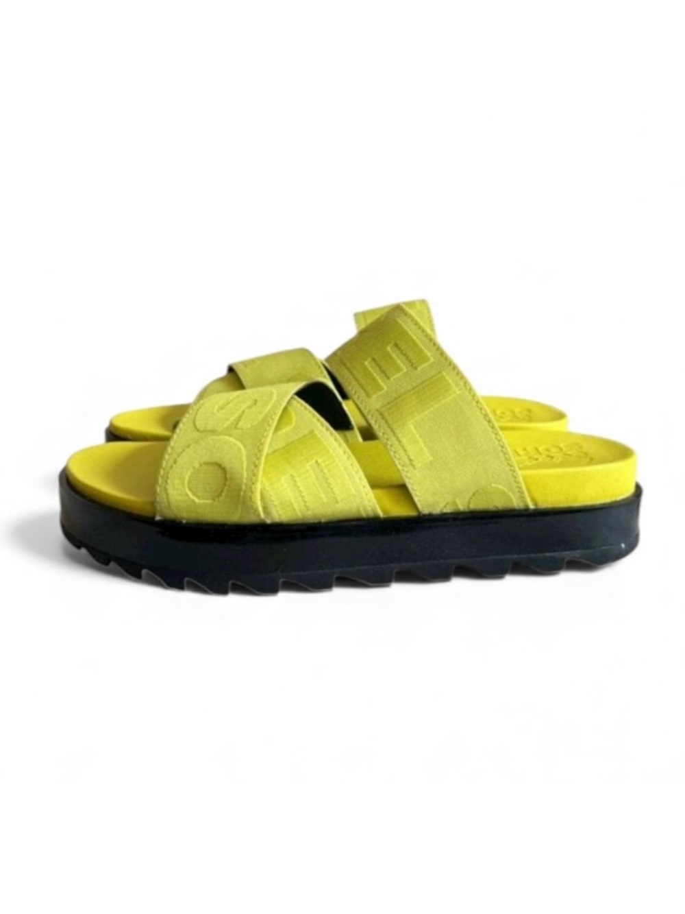 Sorel Green Sandal Woman's  Slip On Platform Adjustable Stretchy Straps  SZ 8